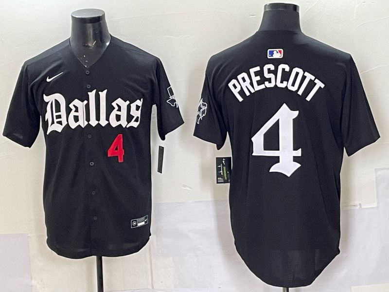 Men 2025 Nike Dallas Cowboys #4 Prescott Black 5th generation Joint Name Limited NFL Jersey 01